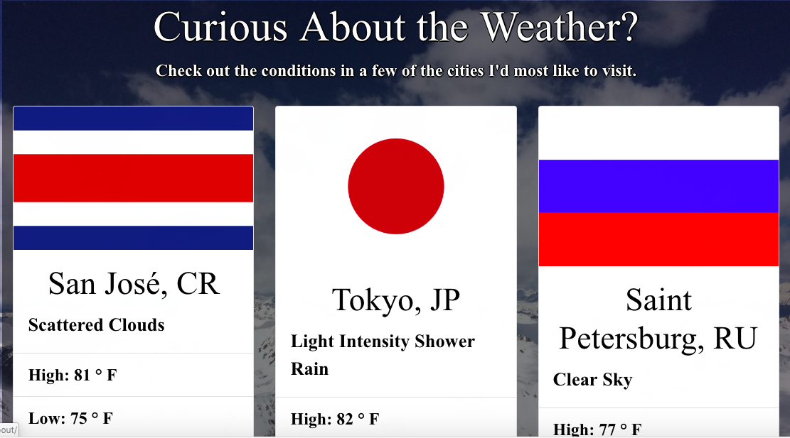 Screenshot of weather app